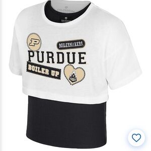 NWT Colosseum Girls Purdue Boilermakers White and Black Tee Size M (7-8)